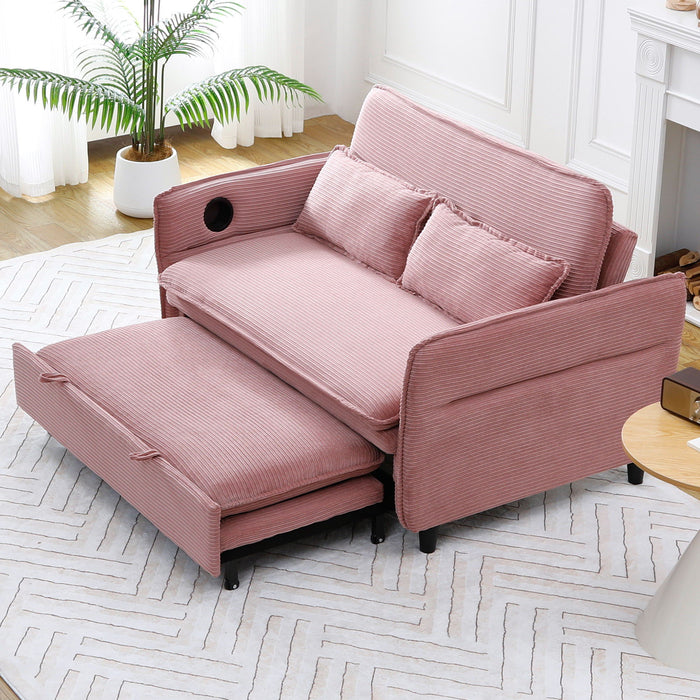 Modern Fabric Multi-Functional Sofa Bed With Adjustable Armrests And Backrests