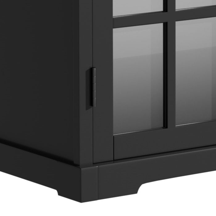 Modern Bathroom Vanity With Ceramic Sink, Tempered Blurred Glass Doors