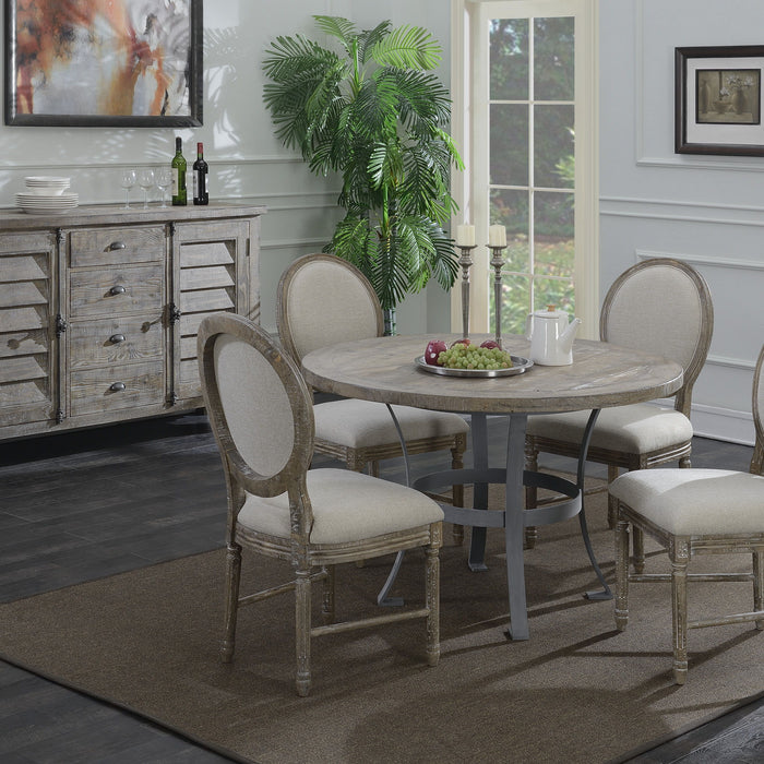 Interlude - 54" Round Dining Table With Metal Base - Sandstone