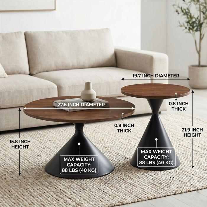 2 Piece Coffee Round Table Set