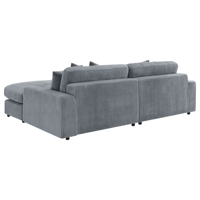 Marcus - Fog Track Arms Reversible Sectional With Pillows - Fog