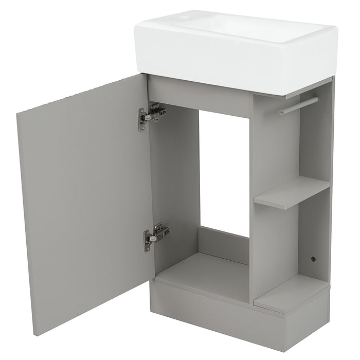 Modern Bathroom Vanity With Sink And 2 Tier Shelf