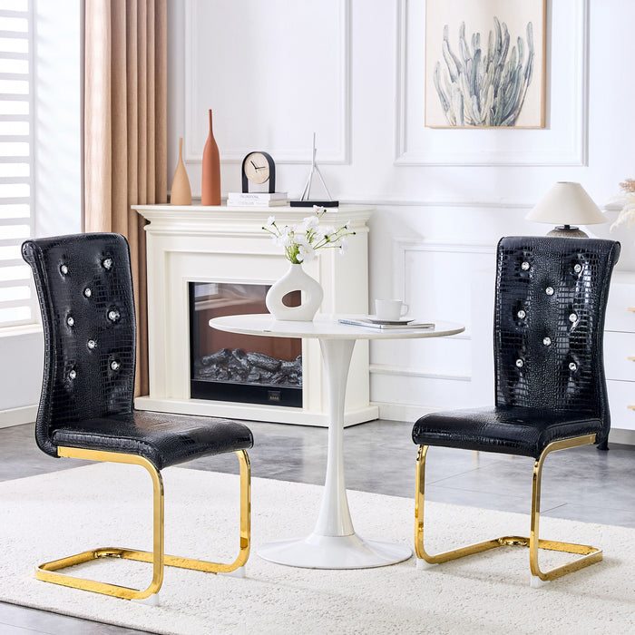 Elegant Design Alligator Skin Upholstered Dining Chairs