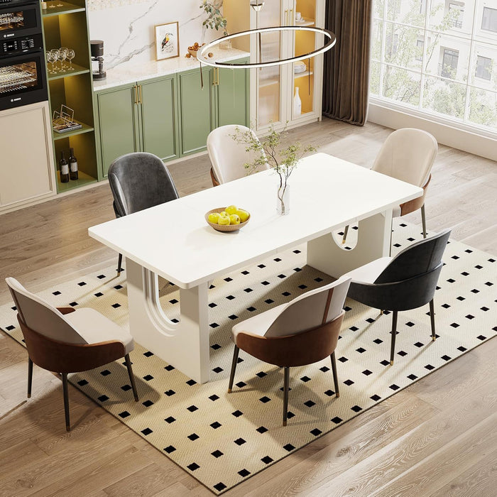 Rectangular Dining Table For 6 - 8 People With Pedestal Base