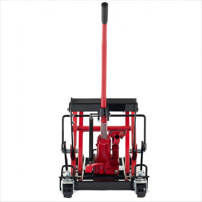 Heavy Duty 1500Lbs Hydraulic Motorcycle Lift Jack With Wheels And Handle - Red / Black