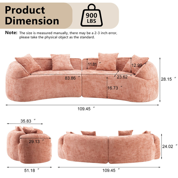 Curved Compressed Sofa, Nordic-Style Design For Living Room