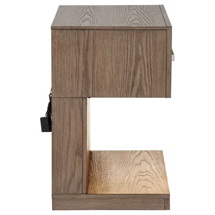 Gibbons - 1 Drawer Nightstand With LED Light - Brown