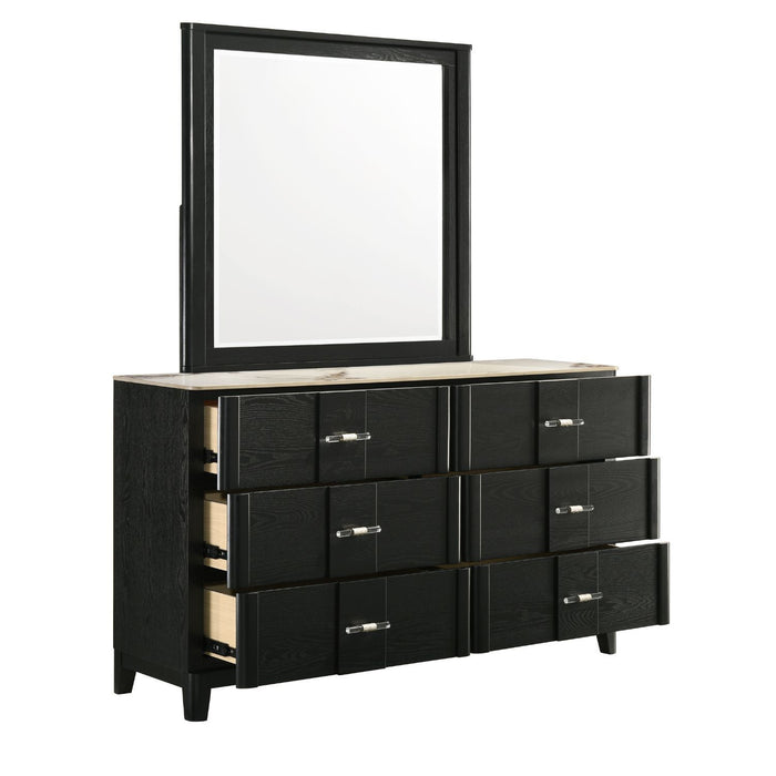 Opel - 6 Drawer Dresser - Black