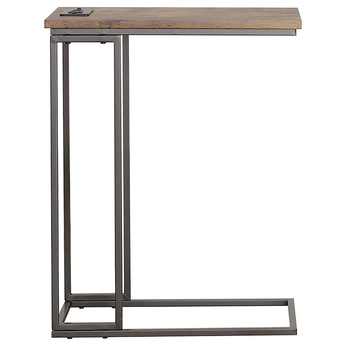 C-Shape Snack Table With USB And Power Outlet - Brown