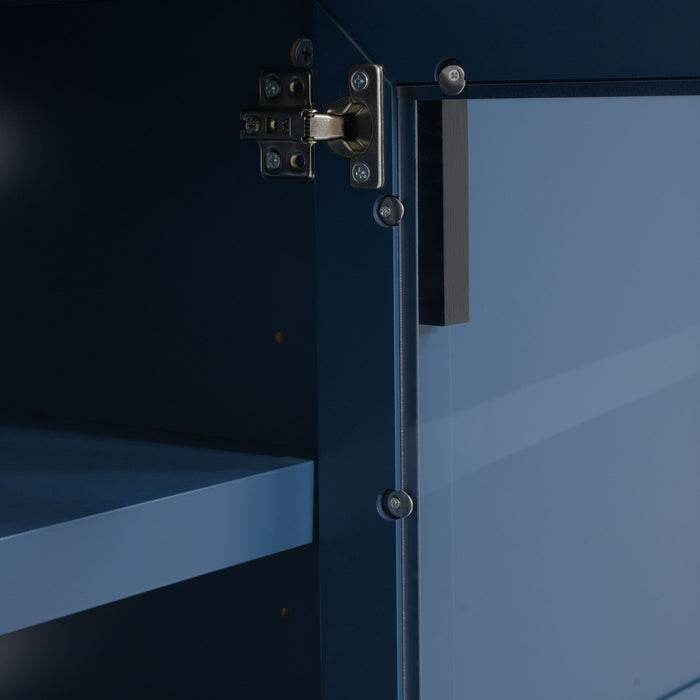 TV Console Stand, Glass Doors & Storage Drawers, Adjustable Shelves