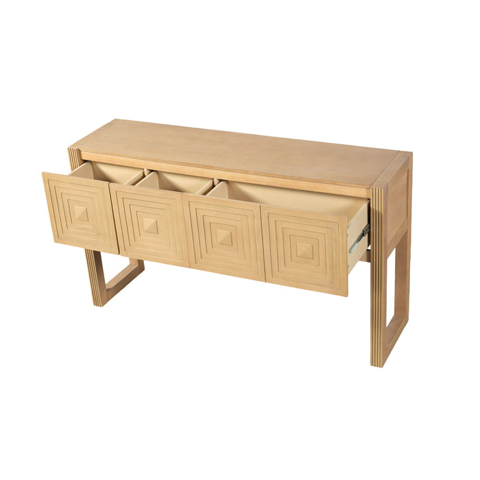 Geometric Carved Console Table With 3 Soft Close Drawers