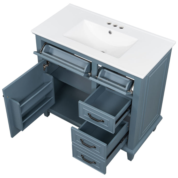 Modern Bathroom Vanity With Sink Top, Flip Drawers, Adjustable Shelf
