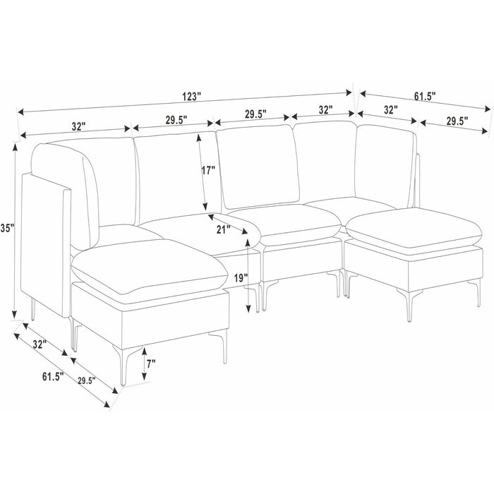 Upholstered Modular Sectional & Tall Legs