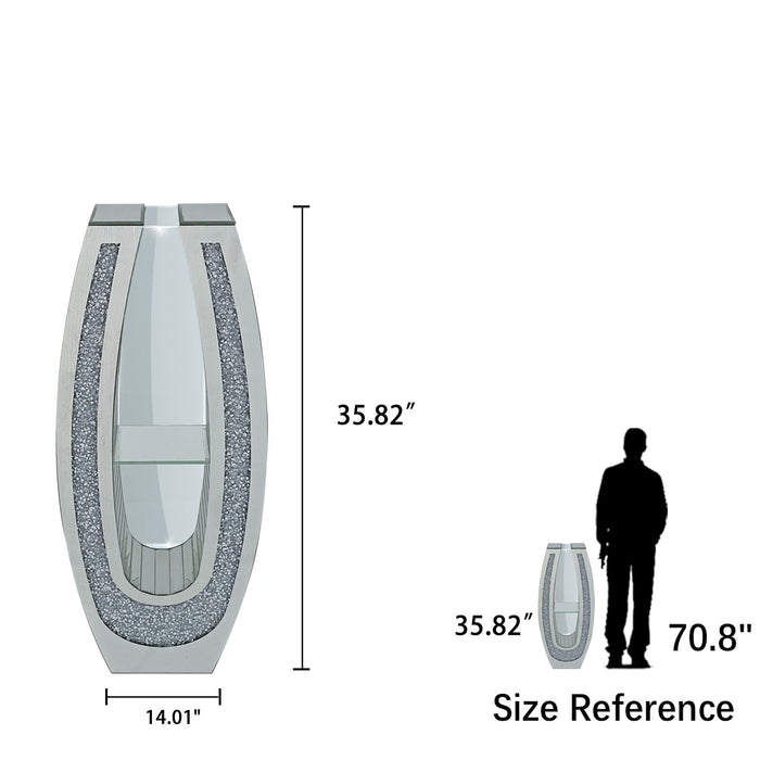 U - Shaped Floor Vase With Shattered Diamond Mirror Surface