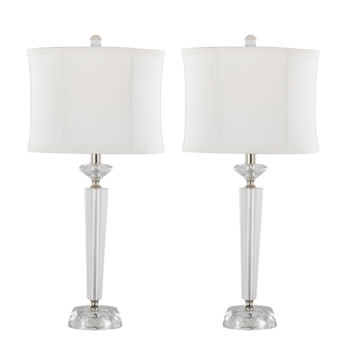 Diamond - Torch Contemporary Crystal Table Lamp (Set of 2) - Clear / Off White / Polished Nickel
