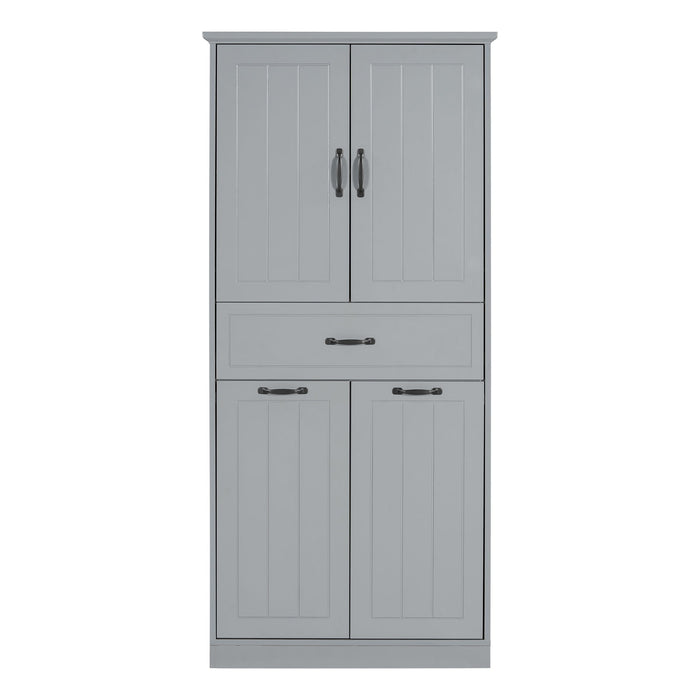 Modern Bathroom Storage Cabinet With Two Laundry Baskets, One Drawer, Adjustable Shelf