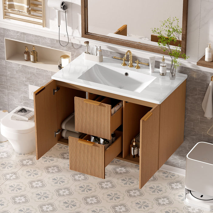 Modern Wall Mounted Bathroom Vanity, Soft Close Doors