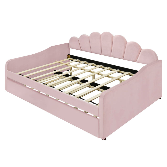 Upholstery Daybed Frame With Shell Shaped Backrest