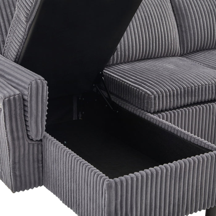 Convertible U-Shaped Sectional Sofa Bed With USB Ports And Storage