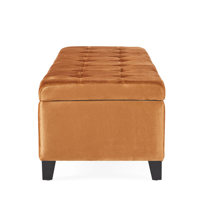 Wendover - Elegant Velvet Tufted Storage Bench With Lift-Up Top And Birch Wood Legs