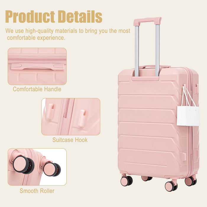 Hard Shell Luggage With Scratch Resistant Surface, 4 Wheels, Combination Lock & Side Hooks