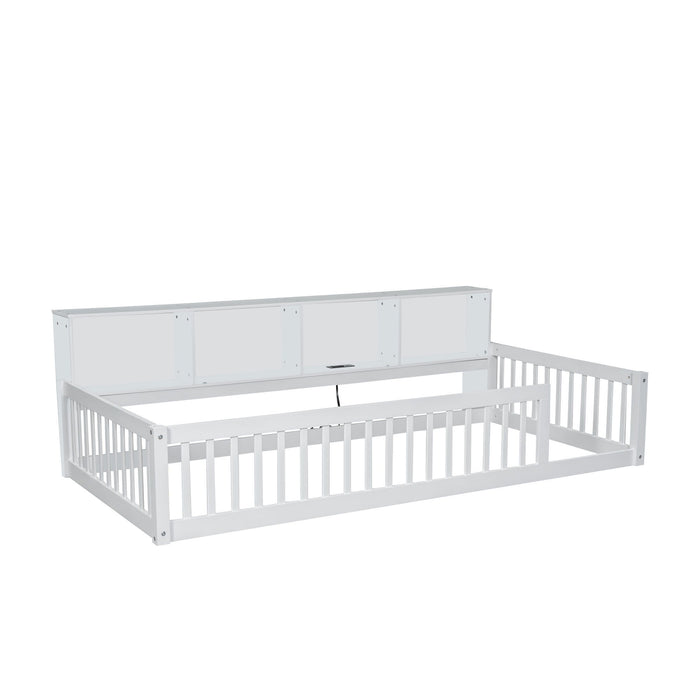 Floor Bed With Storage Cabinets And USB Ports