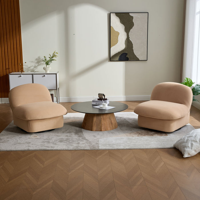 Pumpkin Shaped Swivel Accent Chair, 360 Degree Rotation For Living Room