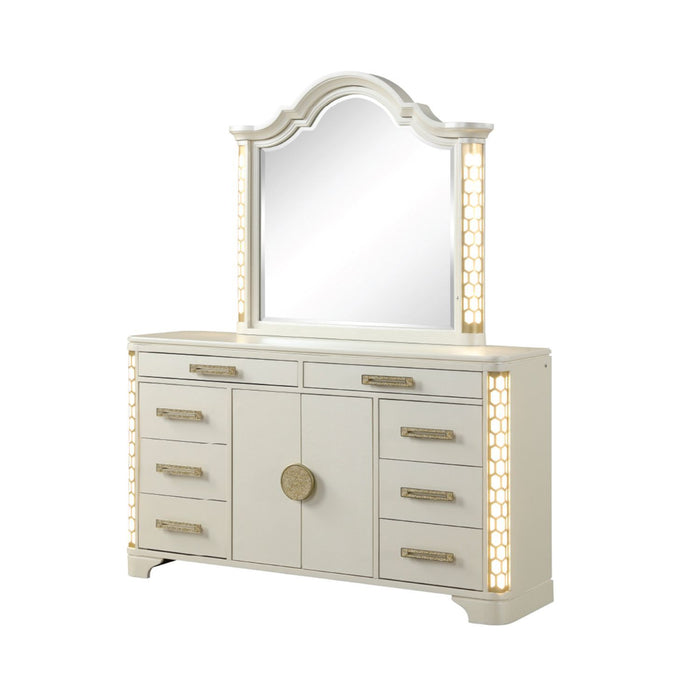 Jasmine - 8 Drawer Dresser With Side LED Lightning - Beige
