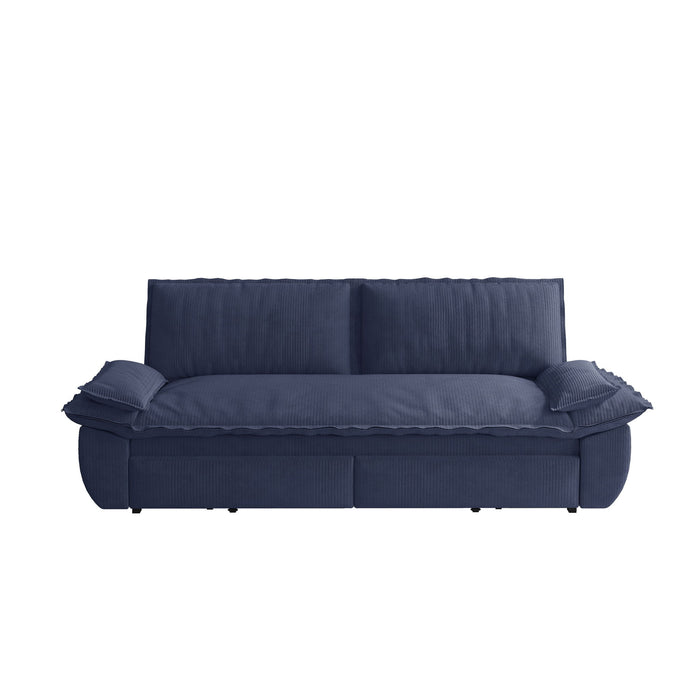 Queen Pull Out 3 In 1 Convertible Sleeper Sofa Bed - Blue