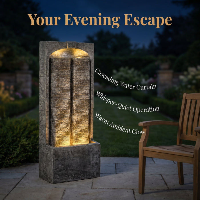 Modern Outdoor Water Fountain With LED Lights