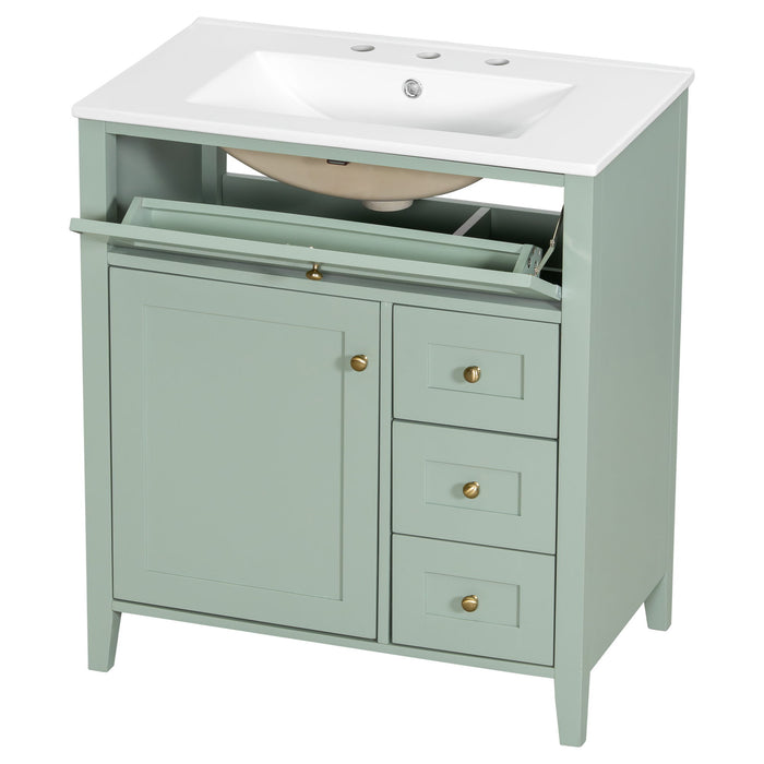 Bathroom Vanity With Sink, 3 Drawers And Adjustable Shelf