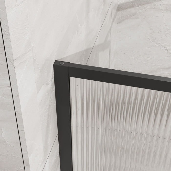 Shower Door With Center Mirror And Fluted Panels
