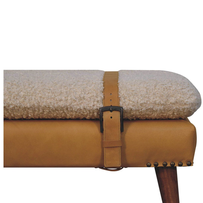 Boucle Leather Bench - Tan