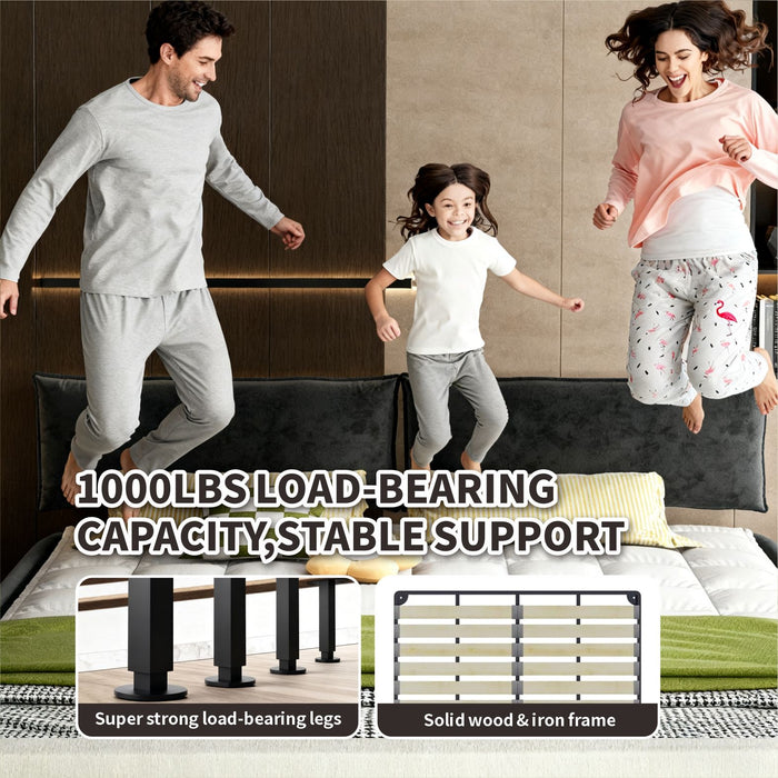 Cloud Bed Frame With Oversized Padded Movable Headboard