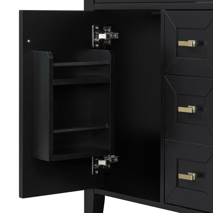 Bathroom Vanity With Sink, 3 Drawers & Cabinet With 2 Tier Door Storage Rack, Soft Close Doors & Drawers