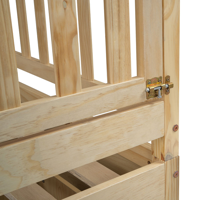 Daybed With Fence Guardrails And 2 Drawers, Split Into Independent Floor Bed & Daybed