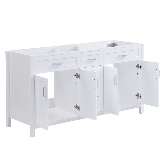 Bathroom Vanity Cabinet Only, Soft Close Doors & Drawers, 4 Drawers & 2 Double Door Cabinets - White