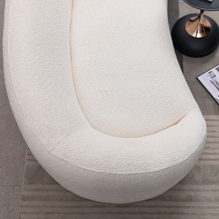 Curved 3 Seater Sofa For Living Room - White