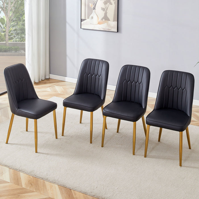 Modern Dining Chairs With Metal Legs And Simple Line Design On Backrest