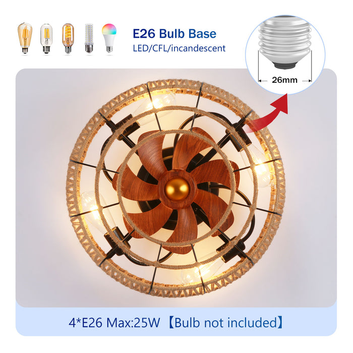Flush Mount Ceiling Fan With Light Kit (Not Included Bulbs), Remote Control - Matte Black