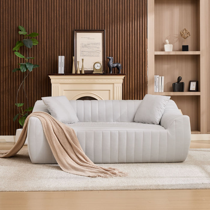 Oversized 2 Seater Loveseat With 2 Decor Throw Pillows, Deep Seat Sofa For Living Rooms