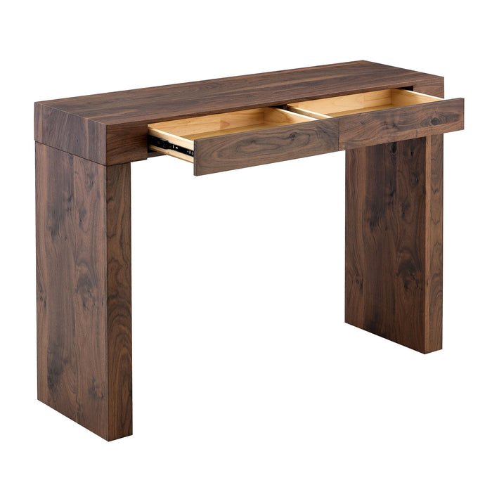 Console Table With Double Drawers - Walnut