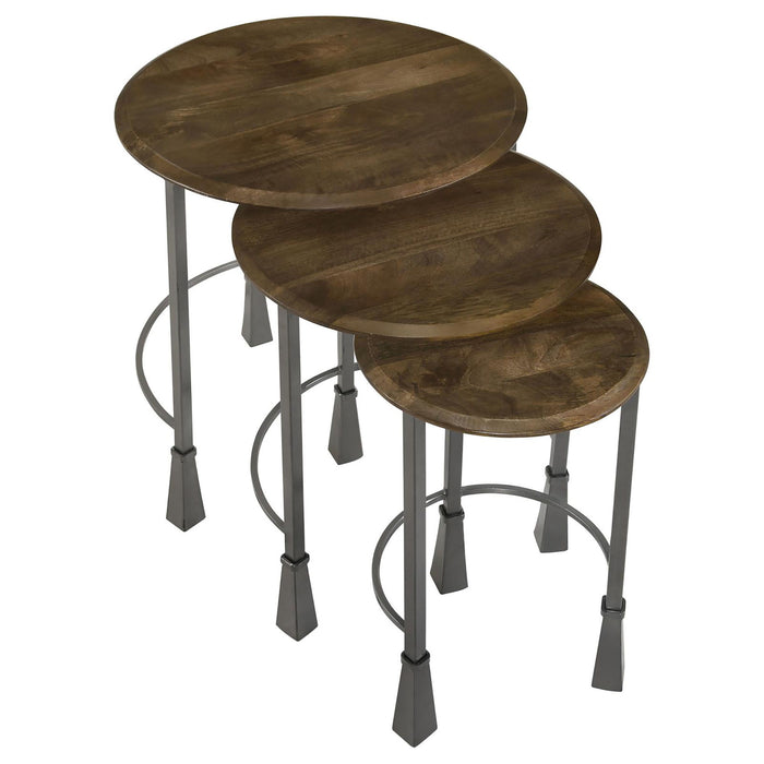 3 Piece Nesting Table Set - Brown