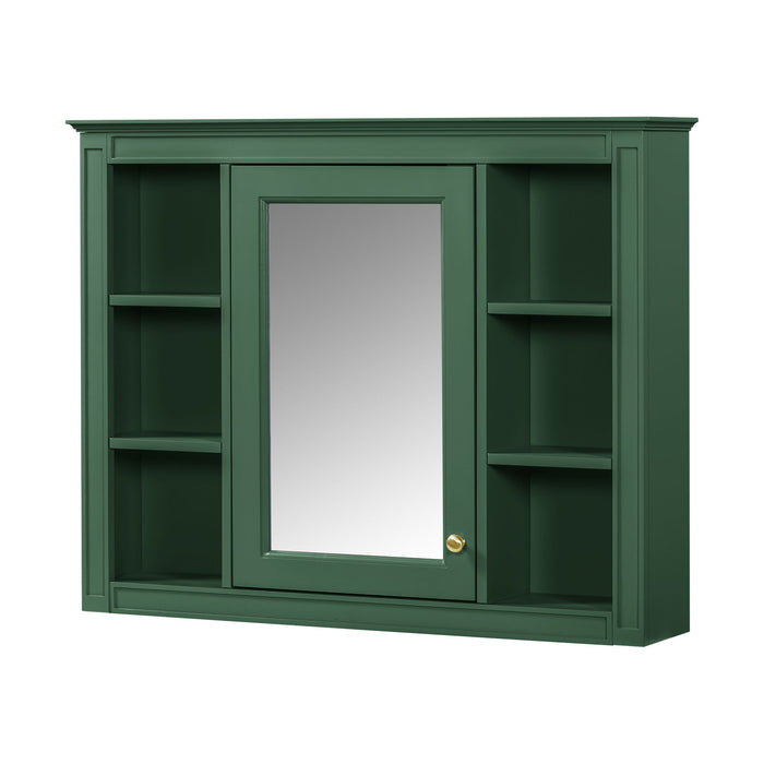 Wall Mounted Medicine Cabinet With Mirror, Storage Cabinet Featuring 6 Open Shelves And Adjustable Interior