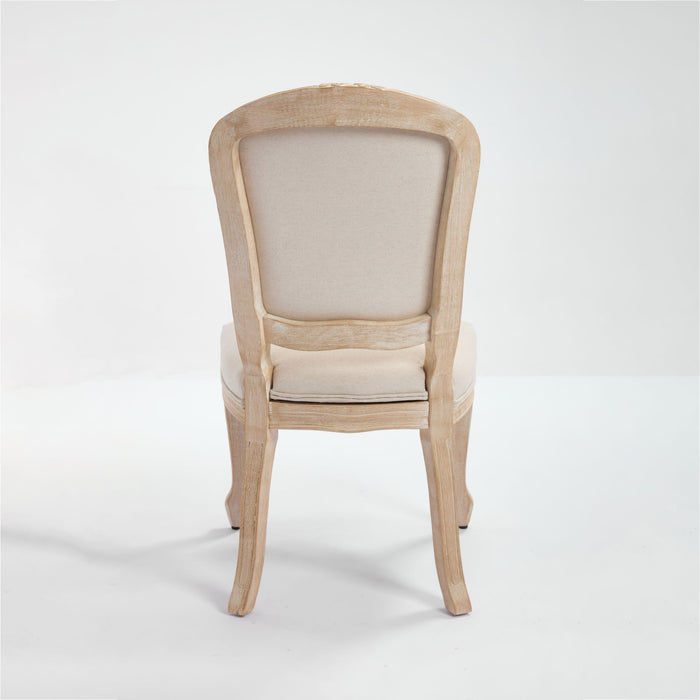 Dining Chairs Upholstered With Fan Shaped Back (Set of 2) - Beige