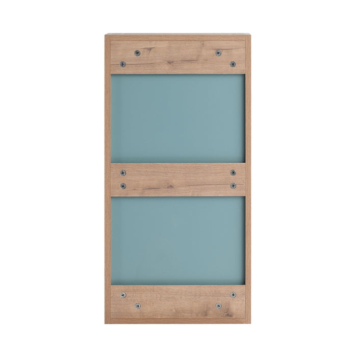 14" Bathroom Mirror Cabinet With Adjustable Shelves, Wall Mounted Medicine Storage Cabinet Frame With Soft Closing Hinges - Imitative Oak