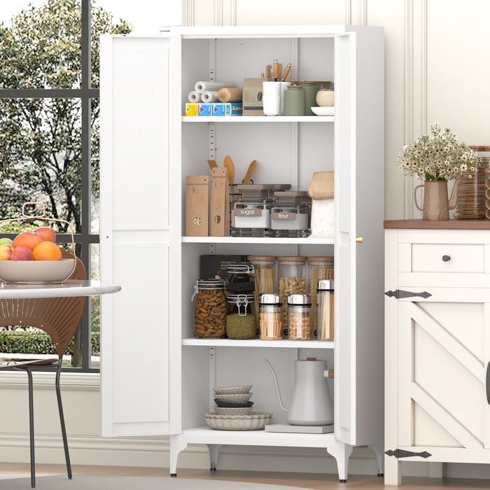 Adjustable 2 Door Kitchen Pantry Cabinet With Striped Design