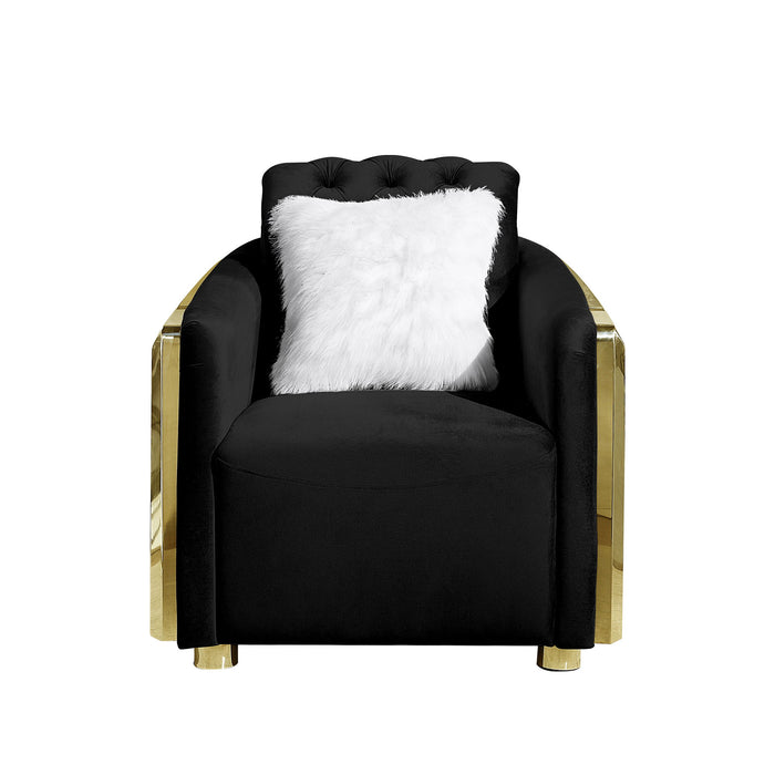 Accent Chair With Button Tufted Diamond Grid & 1 Pillow For Living Room