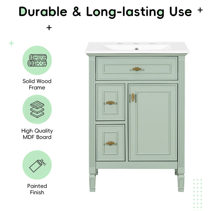 Modern Bathroom Vanity With Sink, Flip Drawer, 2 Drawers, Adjustable Shelf