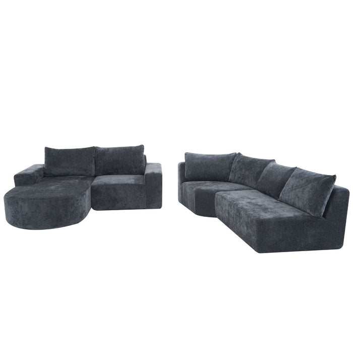 Modular Cloud Sectional Sofa Set, U-Shaped Upholstered Couch With Deep Seat